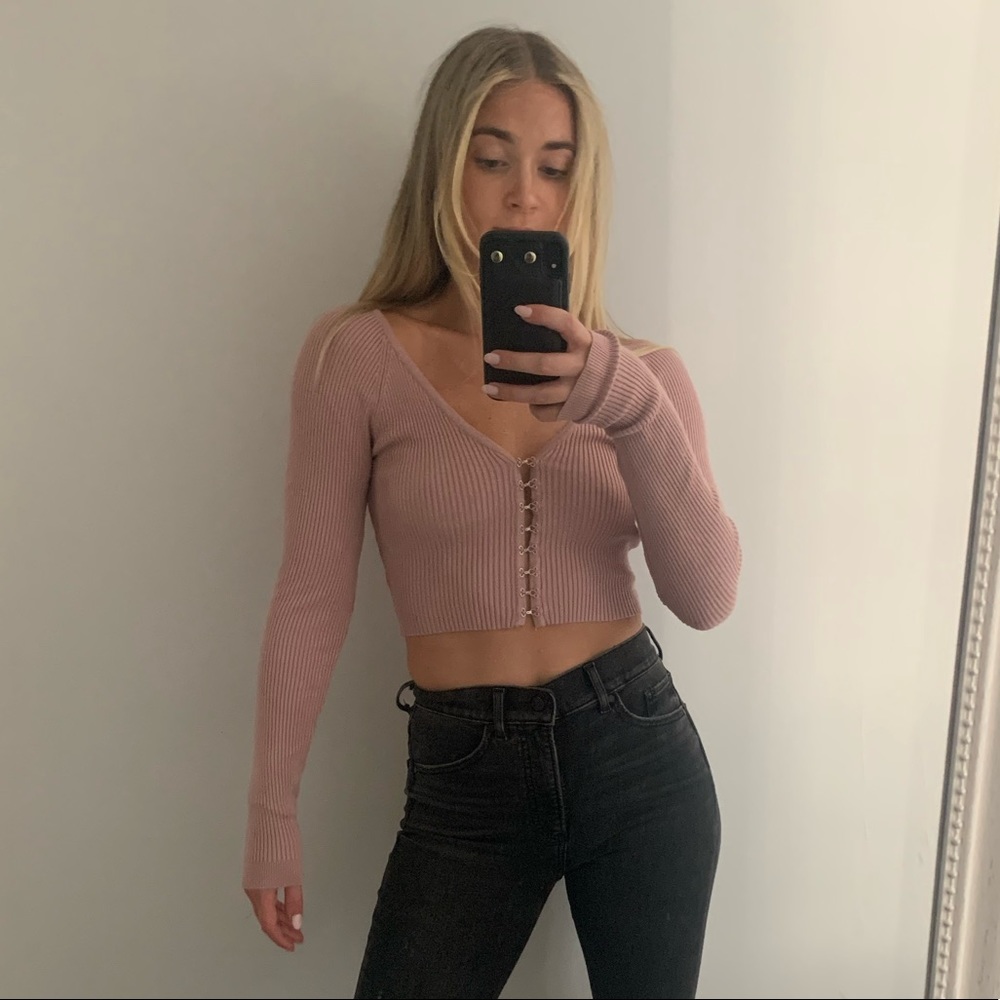 Crop top button front sweater